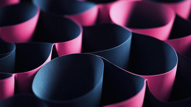 Abstract pattern of overlapping curved shapes in deep pink and navy blue photo