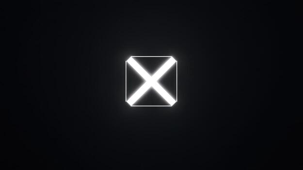 A bright white 'X' in a square frame photo