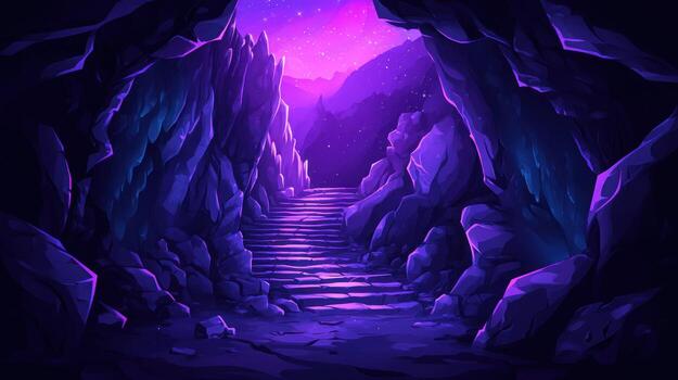 Mysterious cave passage at twilight photo