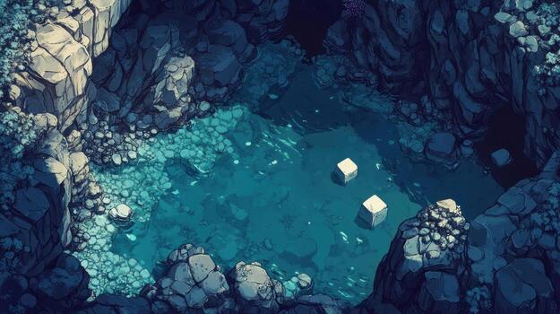 Overhead view of a dark cavernous pool photo