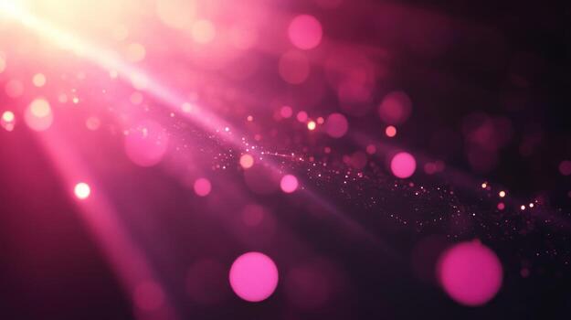 Abstract vibrant pink bokeh background with light rays photo
