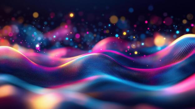 Abstract digital landscape with vibrant waves photo