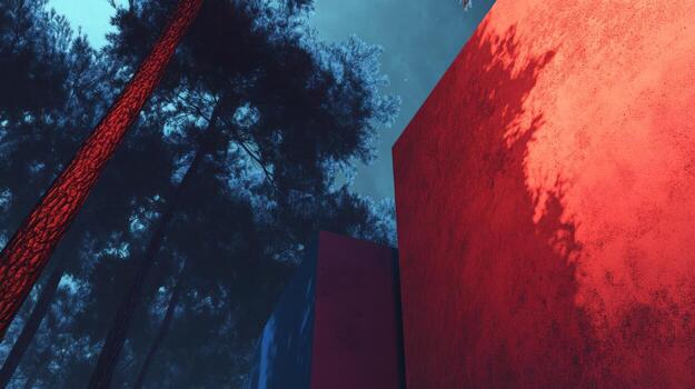 Forest meets vibrant architecture photo