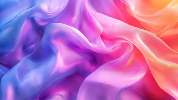 Vibrant, flowing fabric with a gradient of pastel colors photo