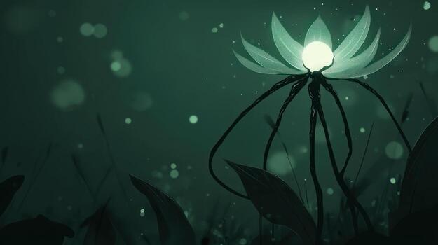 Glowing flower in a dark field photo