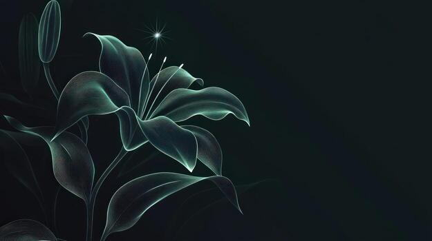 Delicate glowing lily on dark background photo