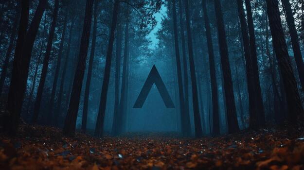 Mysterious forest path in deep twilight photo