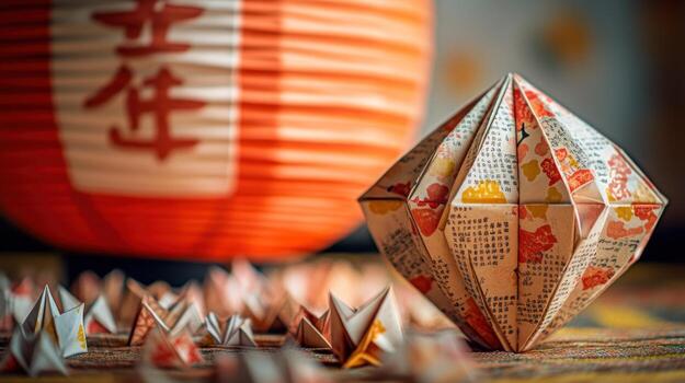 Origami and paper lanterns photo