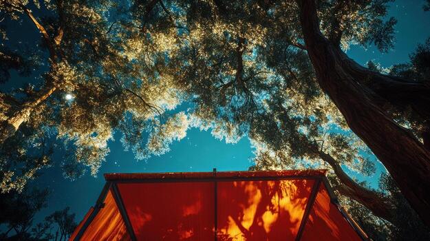 Under a canopy of trees at night photo