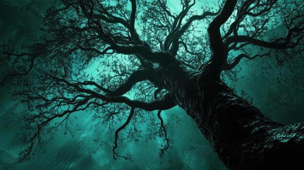 Ancient tree reaching for the ethereal sky photo
