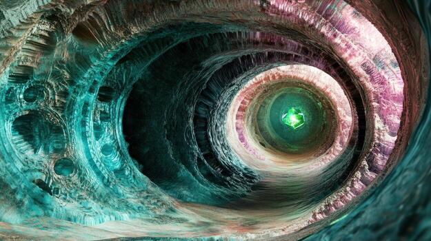 Abstract swirling tunnel. Intricate, colorful photo