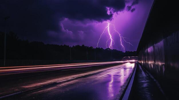 Stormy Night on a Highway photo