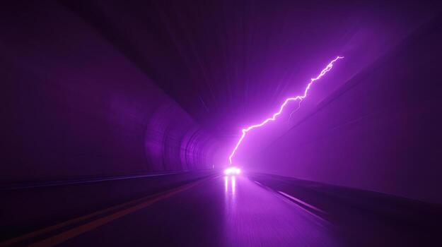 Purple tunnel with vibrant lightning photo