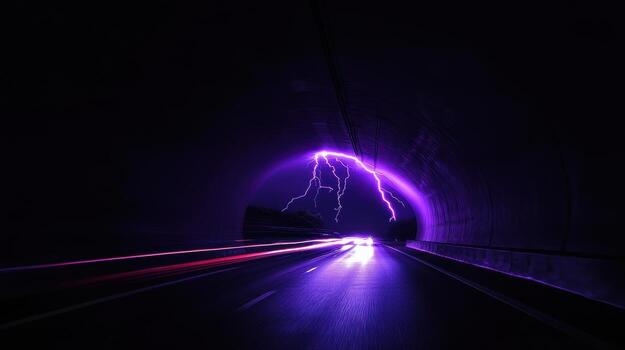 Lightning tunnel highway photo