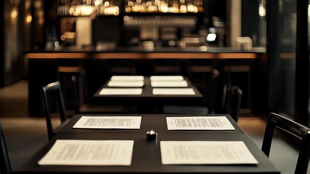 Empty restaurant tables photo