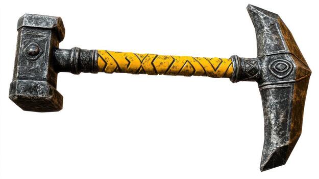 Ancient war hammer, angled view photo