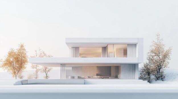 Modern minimalist house rendering photo