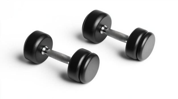 Two black dumbbells on a white background photo