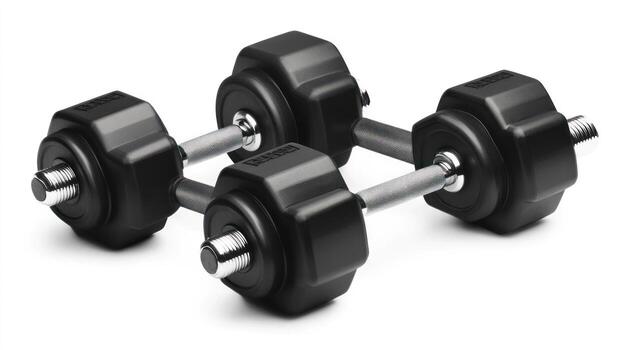 Pair of black dumbbells photo