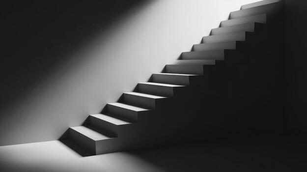 Abstract stairway illuminated by a light source photo