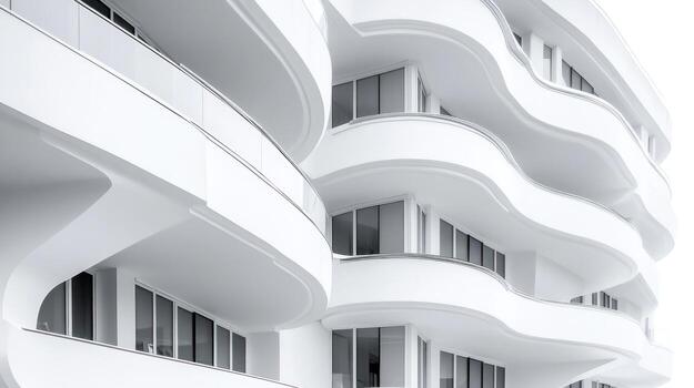 Modern white apartment building facade photo