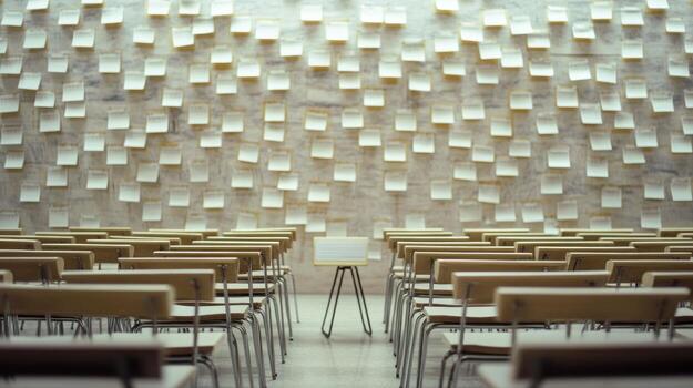 Empty conference room with sticky notes photo