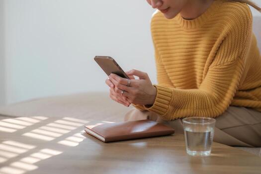 A business woman completes KYC using an online banking program in order to open a digital savings account. The definition of cyber security photo