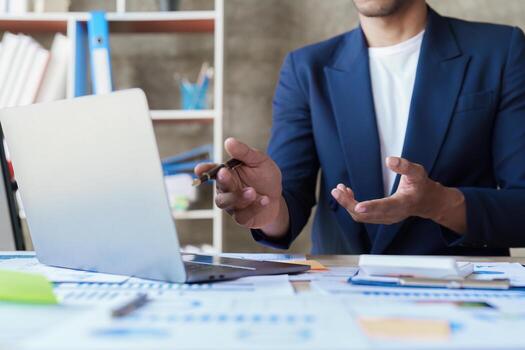 Human resources manager conducting job interview with applicants in office. candidate at job interview photo