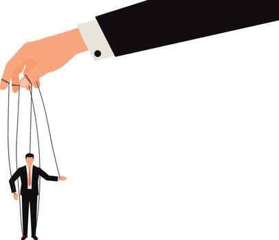 A human puppet controlled manually without background vector