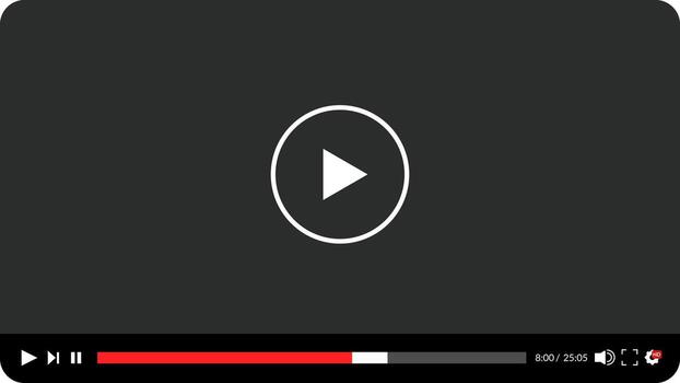 Generic media player interface mockup with play button, vector