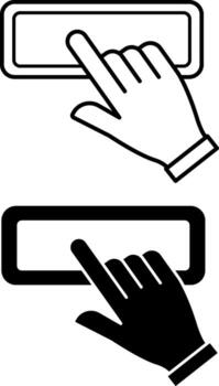 Button Icons. Black and White Illustrations. Human Hand Pressing a Button on a Website. Loading Concept vector