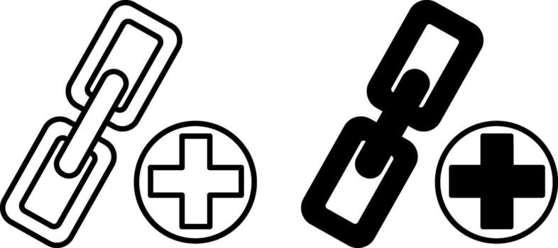 enlace iconos negro y blanco ilustraciones. un elemento en un página eso, cuando hizo clic, Guías a otro página. descargar concepto vector