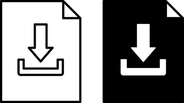 File Download Icons. Black and White Illustrations. Copy Data to Computer, Document. Download Concept vector