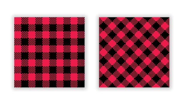Red and black buffalo plaid and argyle patterns for textile design vector