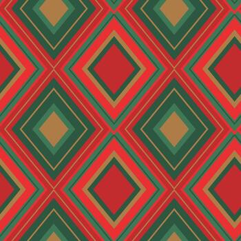 Christmas Argyle Seamless Pattern. Red and Green Rhombuses Pattern, Textile Geometric Design vector