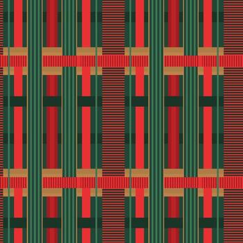 de moda geométrico Navidad modelo. alegre Navidad comprobado, tartán sin costura modelo. Navidad modelo con resumen geométrico formas en verde, rojo y beige colores vector