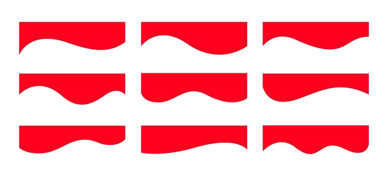 Wavy Red Border Curve Frame Set Icons for Web Design Element Background Illustration vector