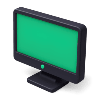 A simple, modern computer monitor with a green screen, suitable for various applications. png