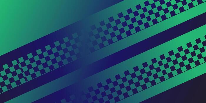 Abstract Gradient Checkerboard Pattern with Diagonal Lines in Green and Blue. vector
