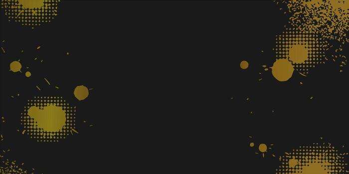 Abstract Gold Splatter and Halftone Pattern on Black Background. vector
