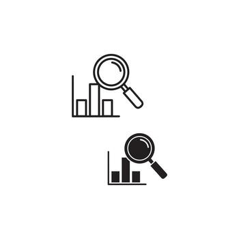 Magnifying glass over bar chart icon analyzing data trends and business insights vector