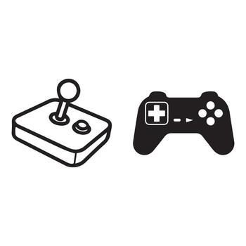 clásico arcada palanca de mando y moderno juego controlador íconos para digital juego de azar entusiastas vector