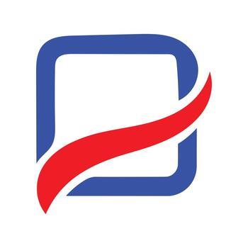 Abstract blue square with swoosh element modern graphic design shape vector