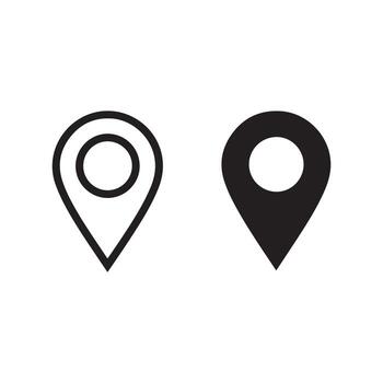 Two location pin icons one outline one solid for navigation and mapping applications vector