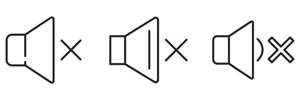 Muted Volume Icon Set Silence, Audio Control, and Sound Off Symbols for Media and Interface Design vector