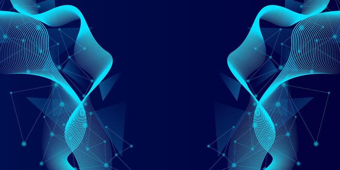 Abstract futuristic technology concept. Gradient digital blue background with wave lines and plexus lines of big data analysis vector