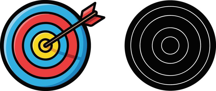 objetivo y diana íconos un visual representación de exactitud y atención en diseño vector