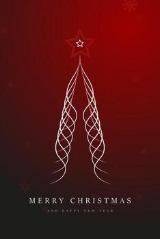 Red merry christmas tree with Red Christmas Abstract background, Flat design of Christmas tree concepts for Christmas red background with fir tree vector