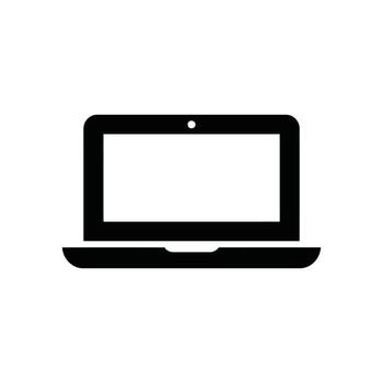 negro ordenador portátil computadora icono para sitio web o aplicación en blanco antecedentes vector