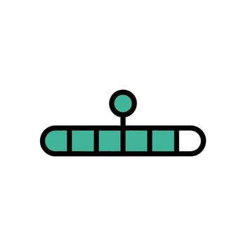 Isolated turquoise status bar icon with vertical divisions and a circular indicator vector